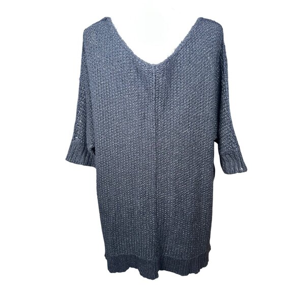 Free People V Neck Sweater Knit Pullover Black Slouchy Cozy Cat Lagenlook Boho - Picture 13 of 13